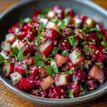 Gesunder Rote-Bete-Linsen-Salat mit frischen Zutaten und Vinaigrette