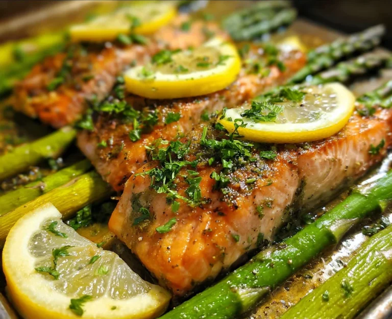 Lachs mit grünem Spargel aus dem Ofen