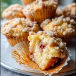 Leckere Rhabarber-Streusel-Muffins frisch aus dem Ofen