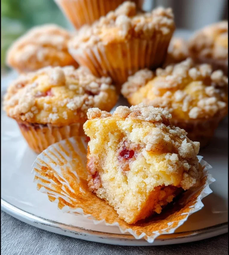 Leckere Rhabarber-Streusel-Muffins frisch aus dem Ofen
