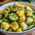 Ananas-Gurken-Salat mit frischen Ananasstücken und aromatischen Kräutern