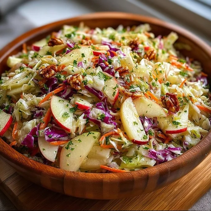 Schüssel mit frischem Apfel-Slaw mit Äpfeln und Gemüse
