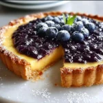 Blaubeer-Zitronen-Curd-Tarte mit frischen Blaubeeren und Zitronenfüllung