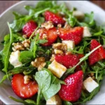 Leckerer Erdbeersalat mit frischen Erdbeeren und aromatischem Dressing