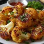 Gerösteter Blumenkohl mit Gewürzen und Kräutern auf einem Teller