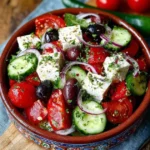 Griechischer Bauernsalat mit frischem Gemüse und Olivenöl
