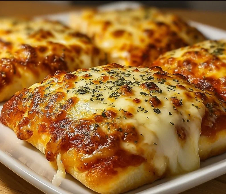 Hausgemachte Käse-Pizza-Taschen frisch aus dem Ofen serviert