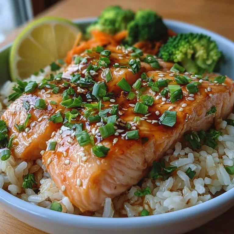 Honig-Knoblauch-Lachs-Reis-Schale auf einem Teller, gesundes Abendessen