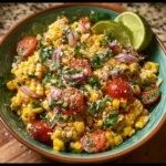 Gesunder und frischer Mais-Salat mit buntem Gemüse