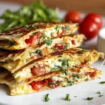 Mediterrane Quesadillas mit frischen Zutaten auf einem Teller