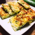 Low Carb Zucchinisticks mit Käse auf einem Teller serviert