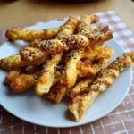 Knusprige Airfryer Knusperstangen frisch zubereitet auf einem Teller