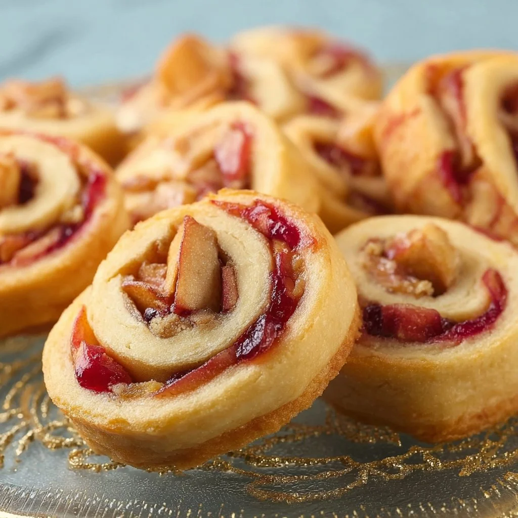 Gerollte Apfel-Kekse frisch gebacken auf einem Teller