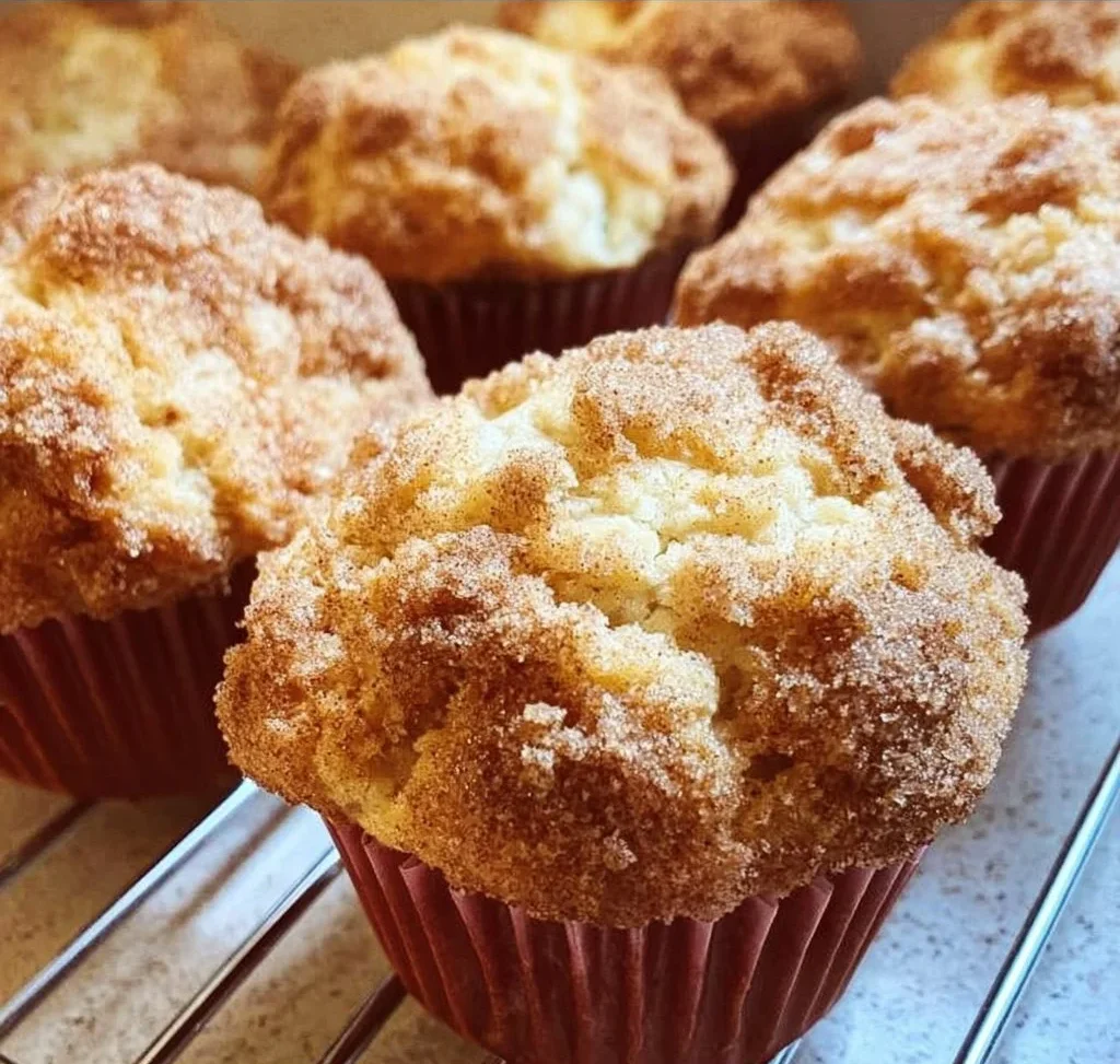 Saftige Apfel-Zimt-Muffins auf einem Kuchenteller mit Zimtstangen