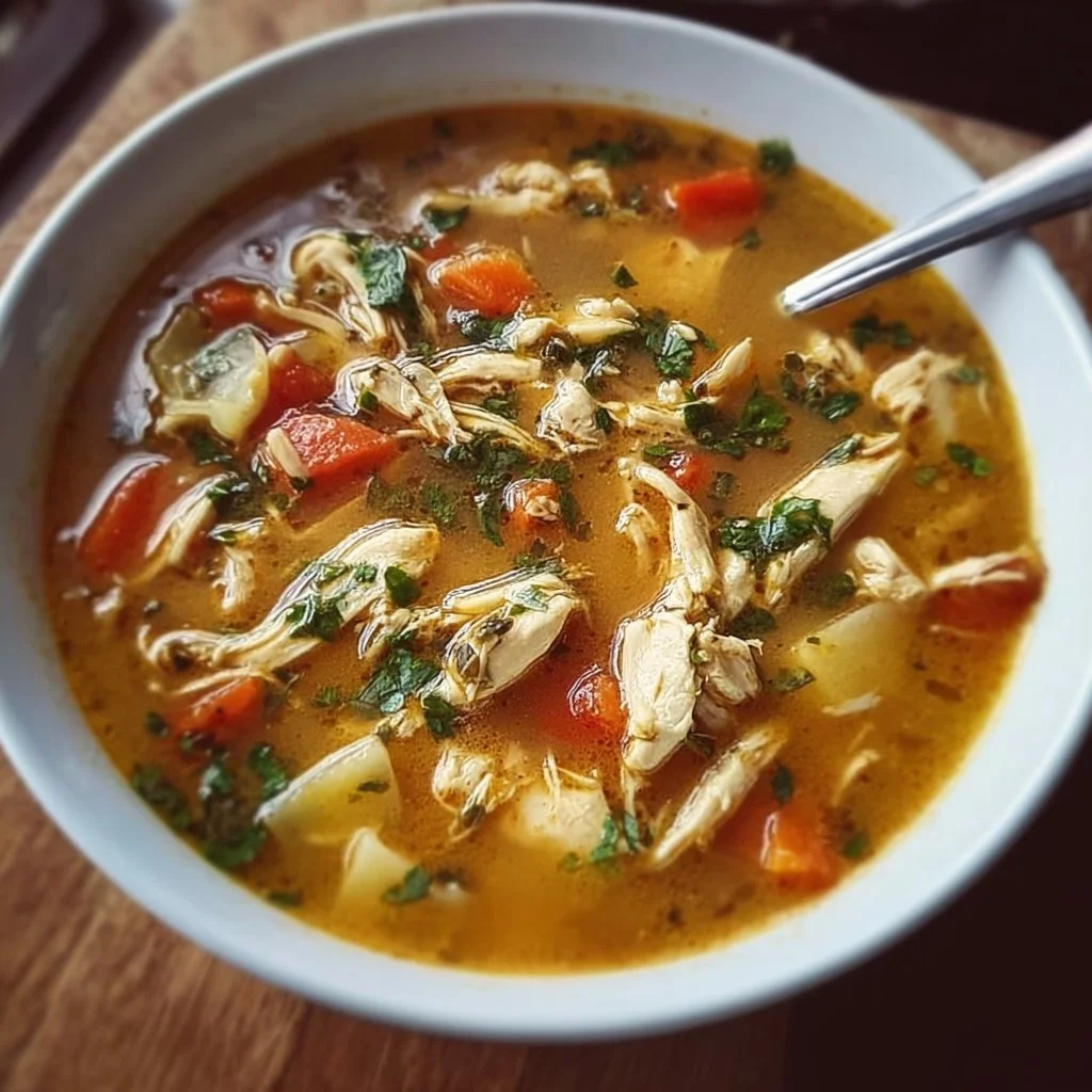 Eine leckere Schüssel Hähnchensuppe aus dem Rezept Heirate Mich