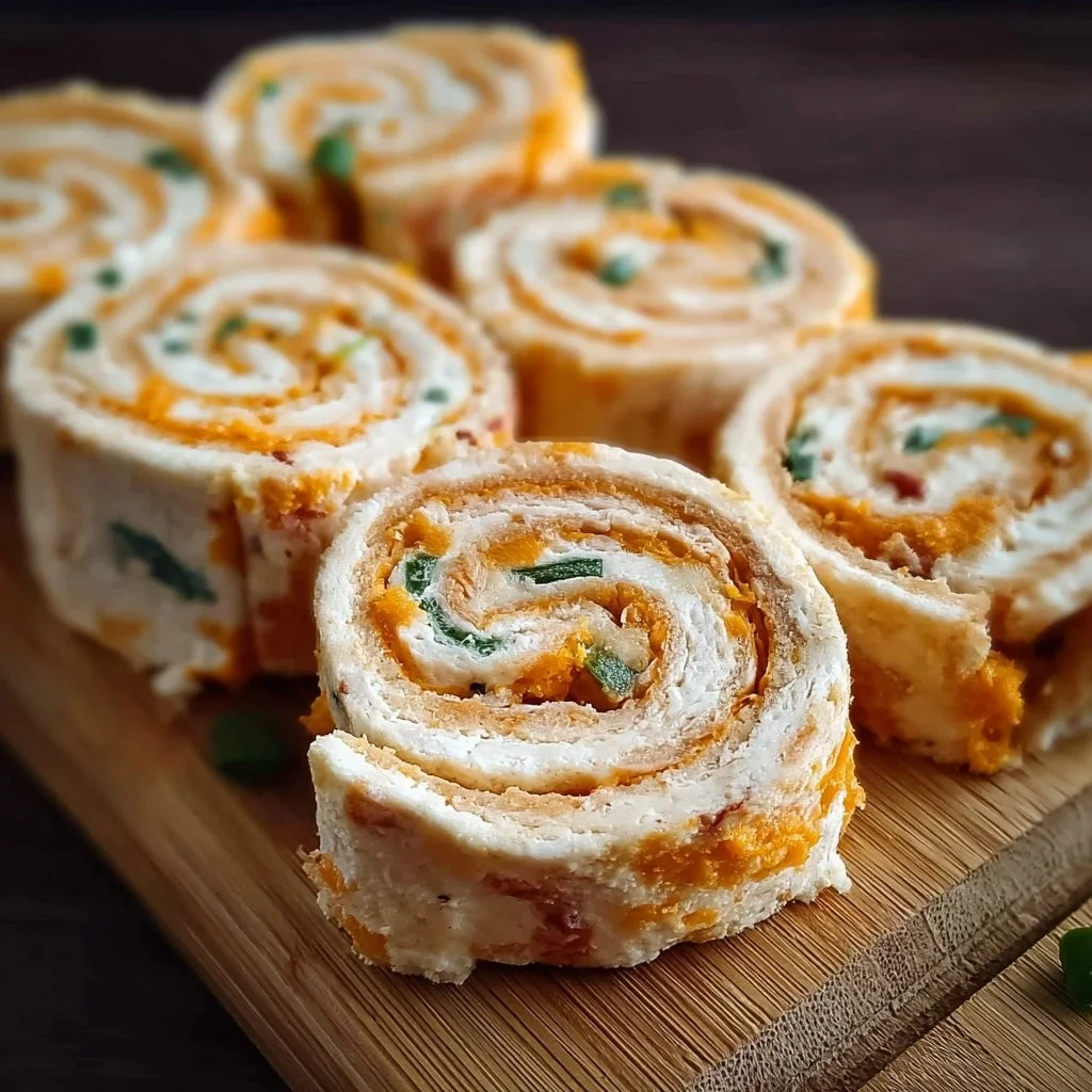 Leckere Frischkäse Roll-Ups Snack auf einem Teller, perfekt für jede Gelegenheit.