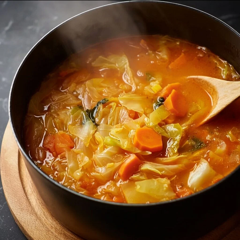 Schüssel mit köstlicher Kohlsuppe, ein traditionelles deutsches Gericht.
