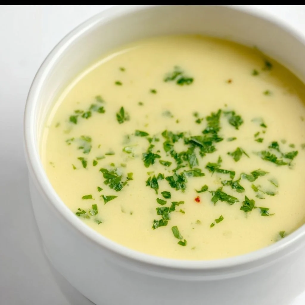 Zubereitung der 2-Minuten Keto Eiersuppe mit frischen Zutaten.