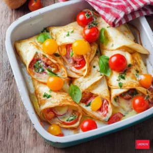 Crêpe-Taschen mit Tomaten, Mozzarella und Basilikum nach Caprese-Art