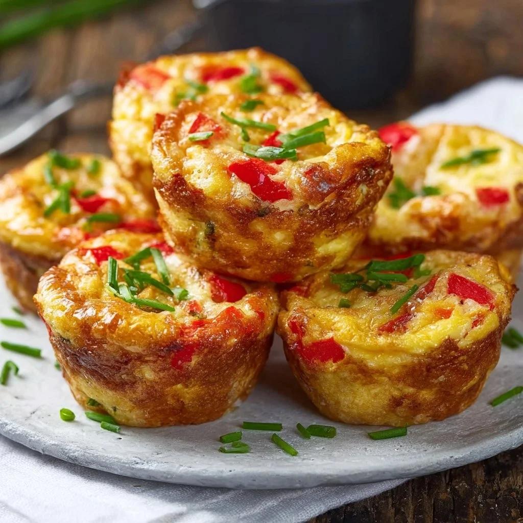 Herzhafte Low Carb Muffins mit Quark auf einem Holzbrett
