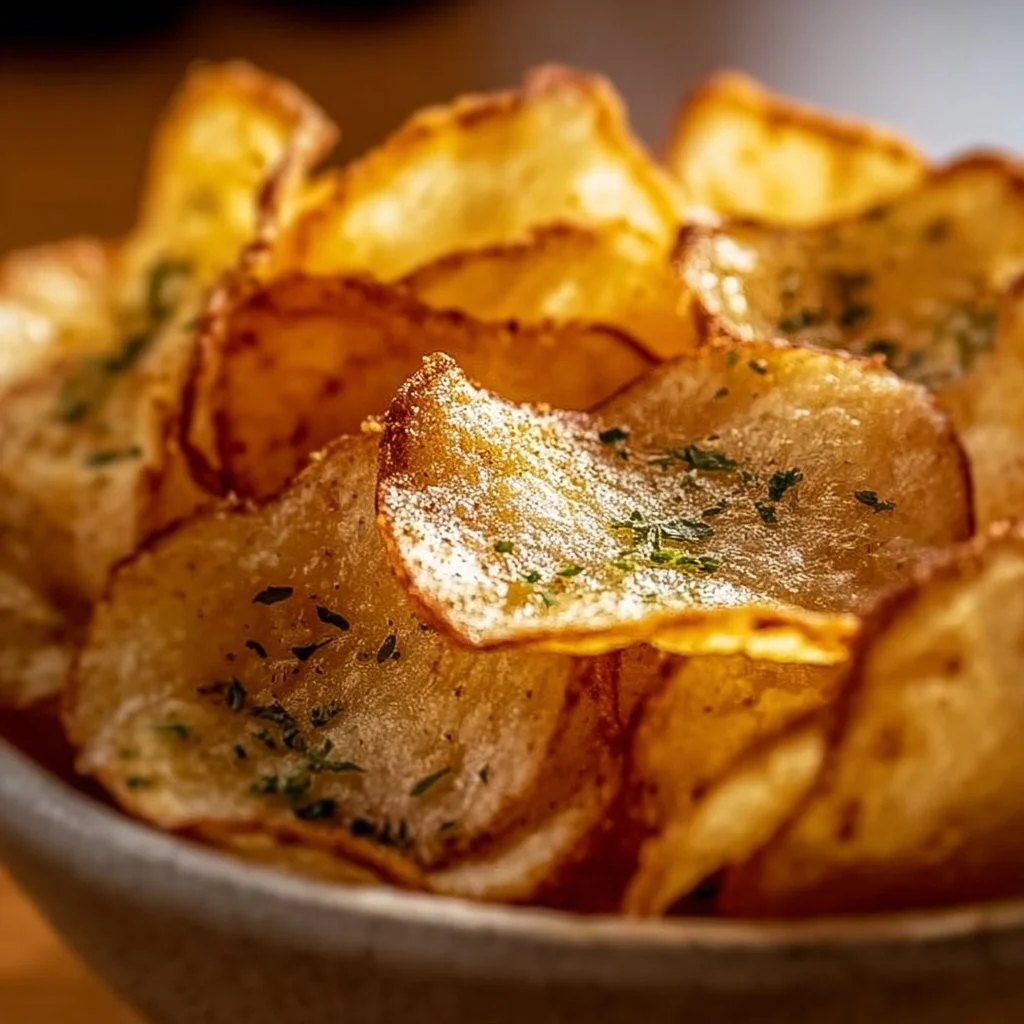 Knusprige Hüttenkäse-Chips in einer bunten Schüssel