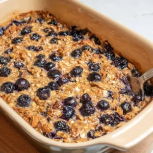 Blaubeer gebackenes Haferflocken Gericht