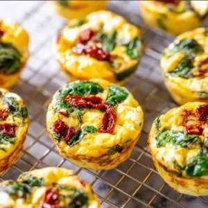 Leckere Spinat-Feta-Ei-Tassen serviert auf einem Teller