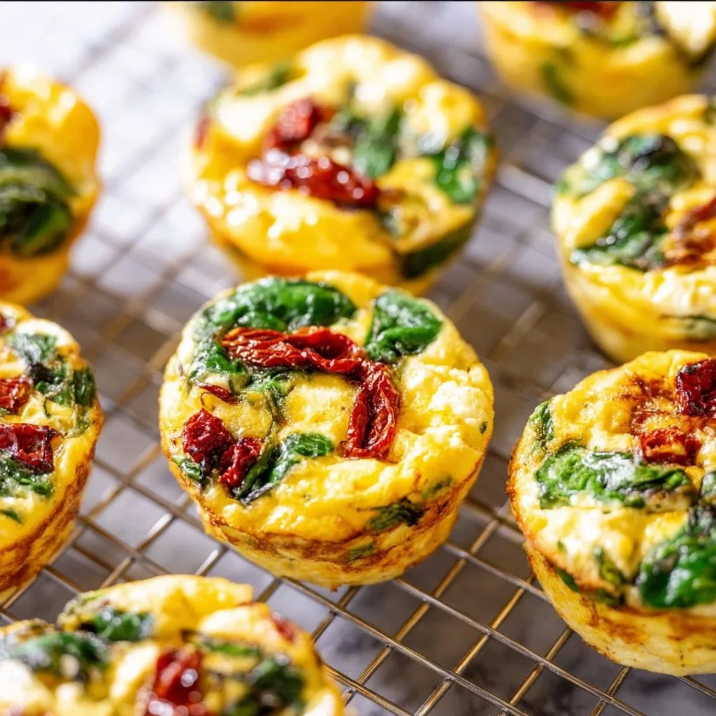 Leckere Spinat-Feta-Ei-Tassen serviert auf einem Teller