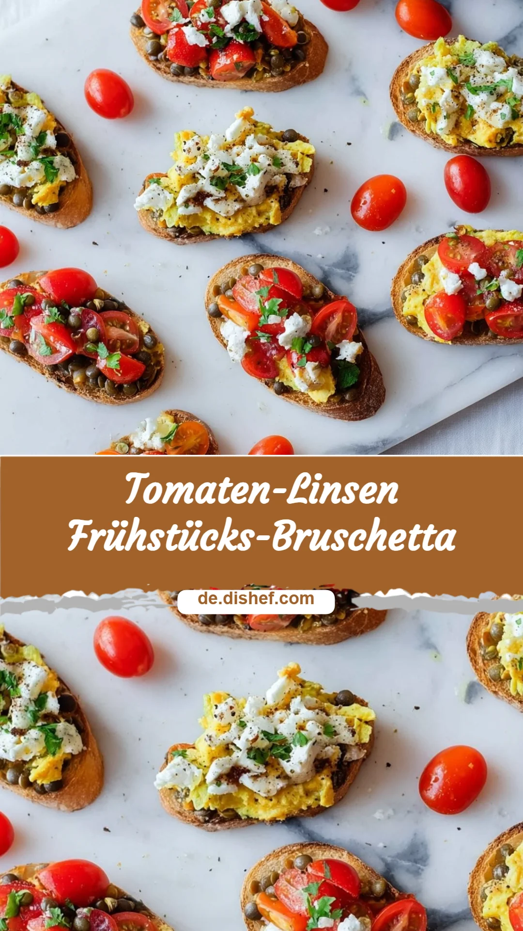 Tomaten-Linsen Frühstücks-Bruschetta