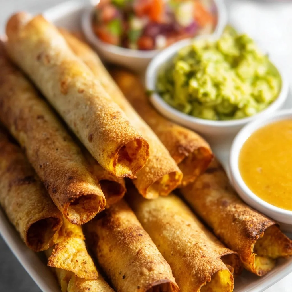 Vegane Taquitos, zubereitet im Air Fryer oder Ofen, lecker und gesund.
