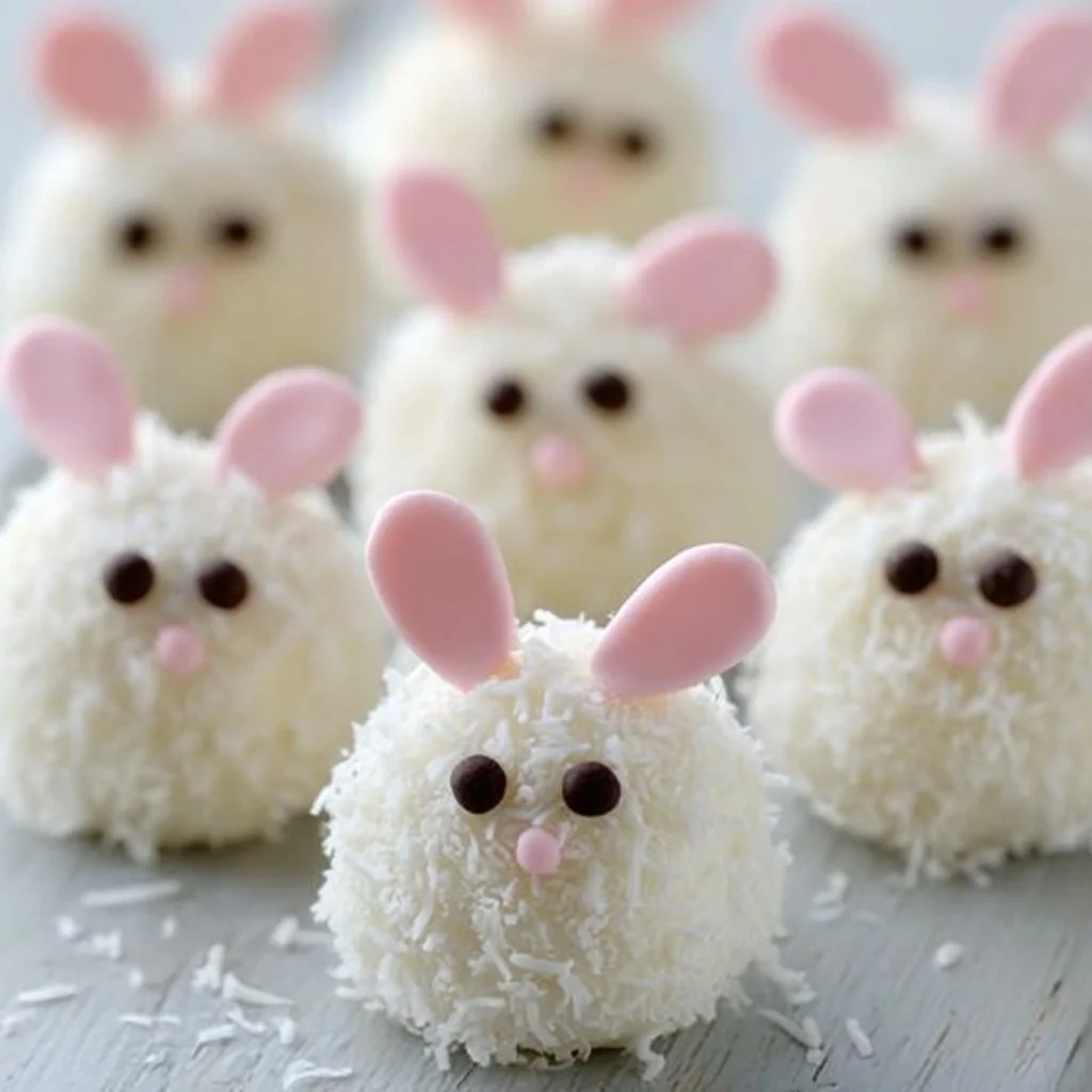 Osterleckerei Bunny Oreo Balls auf einem Teller