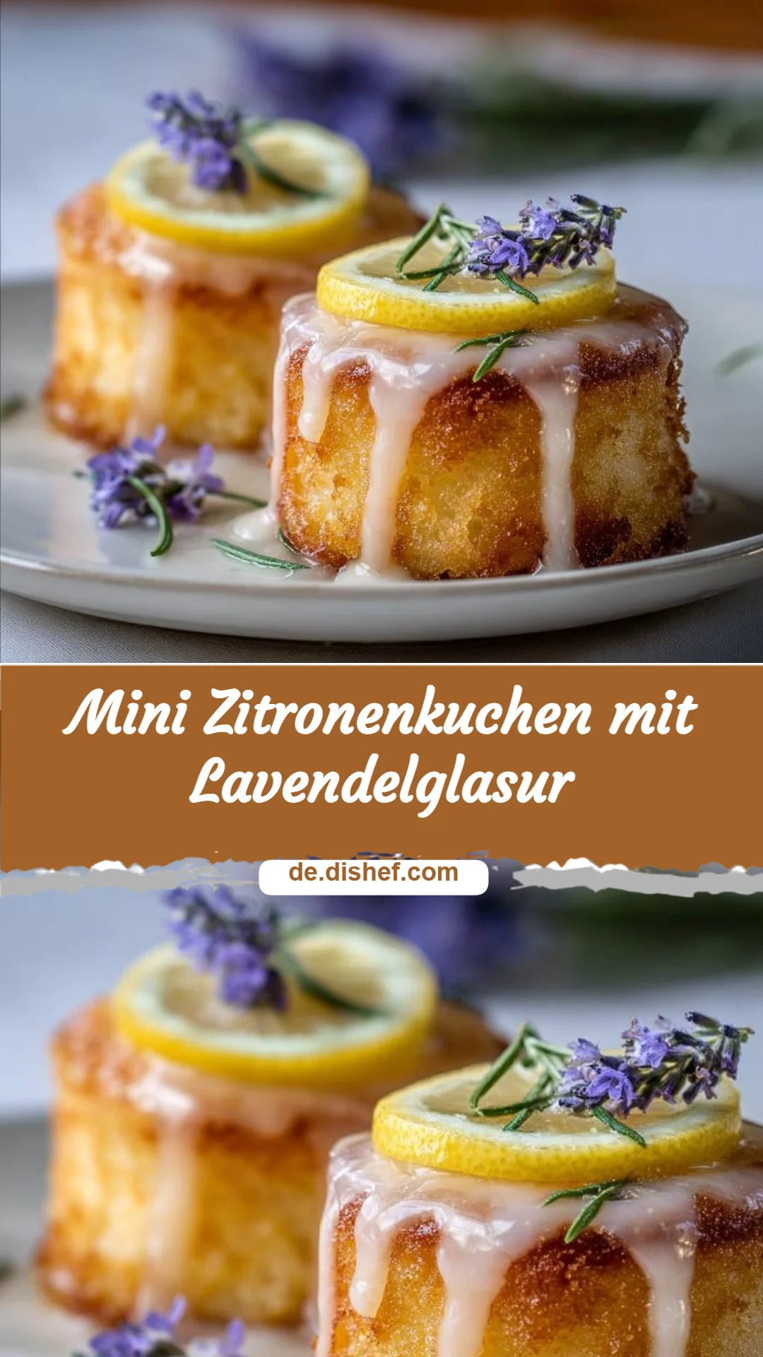 Mini Zitronenkuchen mit Lavendelglasur