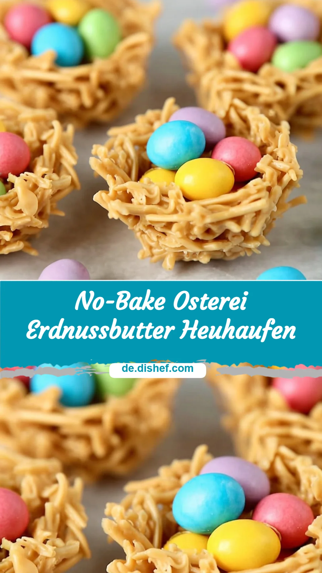 No-Bake Osterei Erdnussbutter Heuhaufen