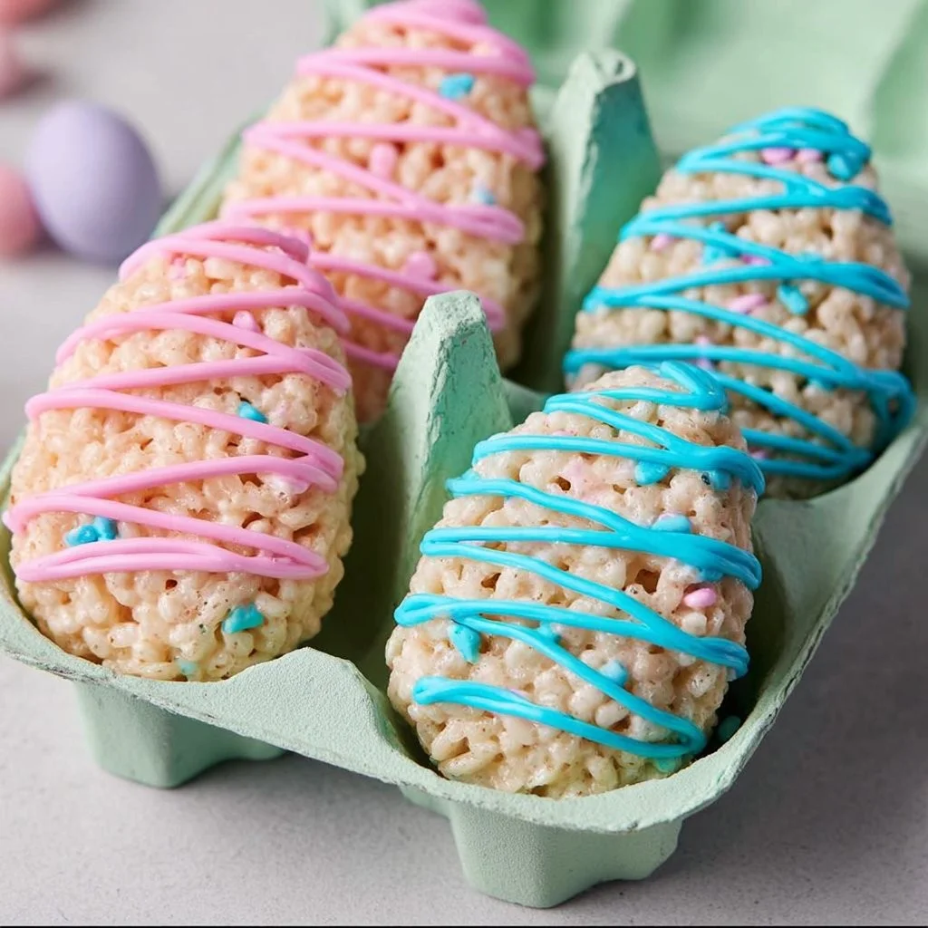 Oster-Ei Rice Krispies Snacks auf einem dekorativen Teller