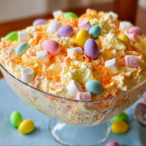 Leckere Oster-Fluff-Salat mit frischen Zutaten für die Osterfeier.