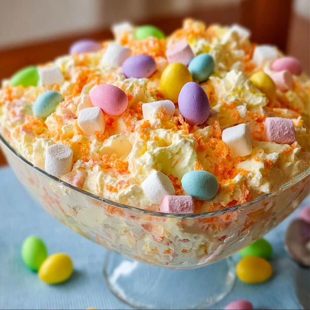 Leckere Oster-Fluff-Salat mit frischen Zutaten für die Osterfeier.