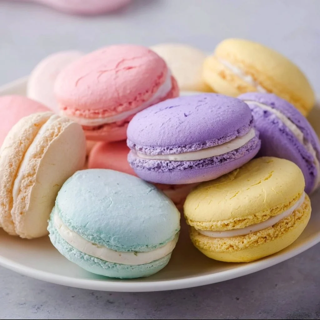 Pastellzucker-Kekse-Sandwiches auf einem Teller