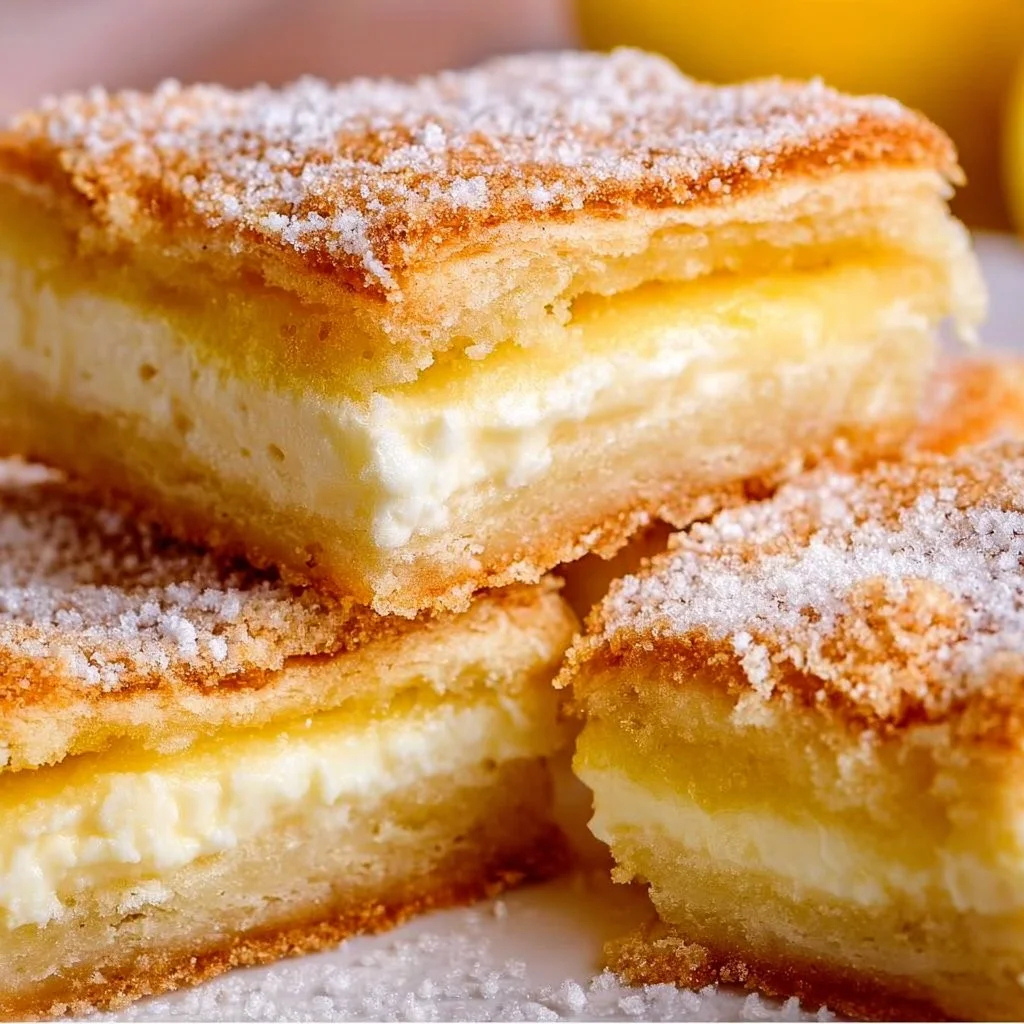 Zitronen-Creme-Käse-Riegel auf einem weißen Teller