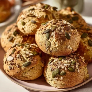 3-Zutaten Quinoa-Brötchen auf einem Tisch präsentiert