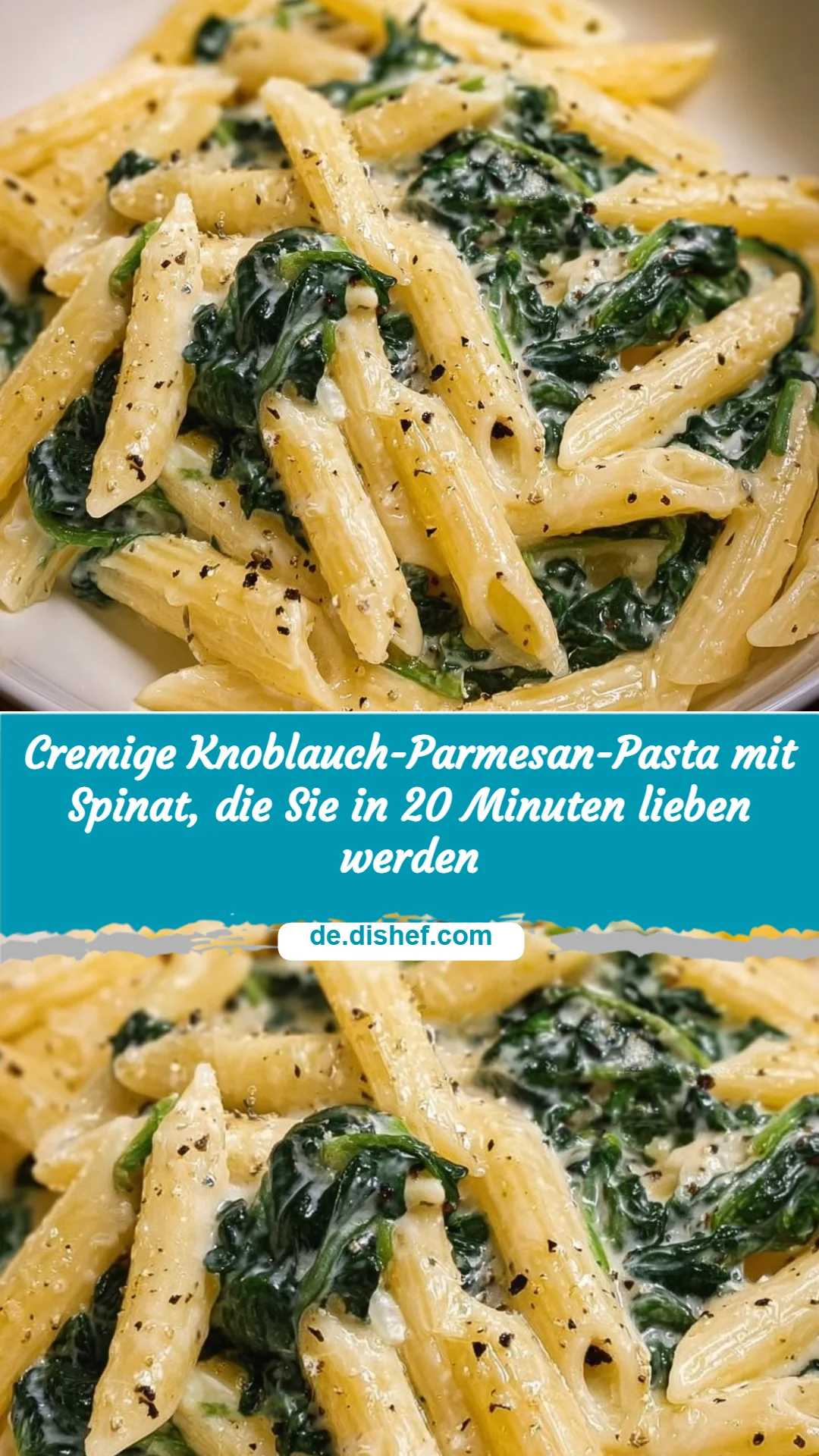 Cremige Knoblauch-Parmesan-Pasta mit Spinat, die Sie in 20 Minuten lieben werden