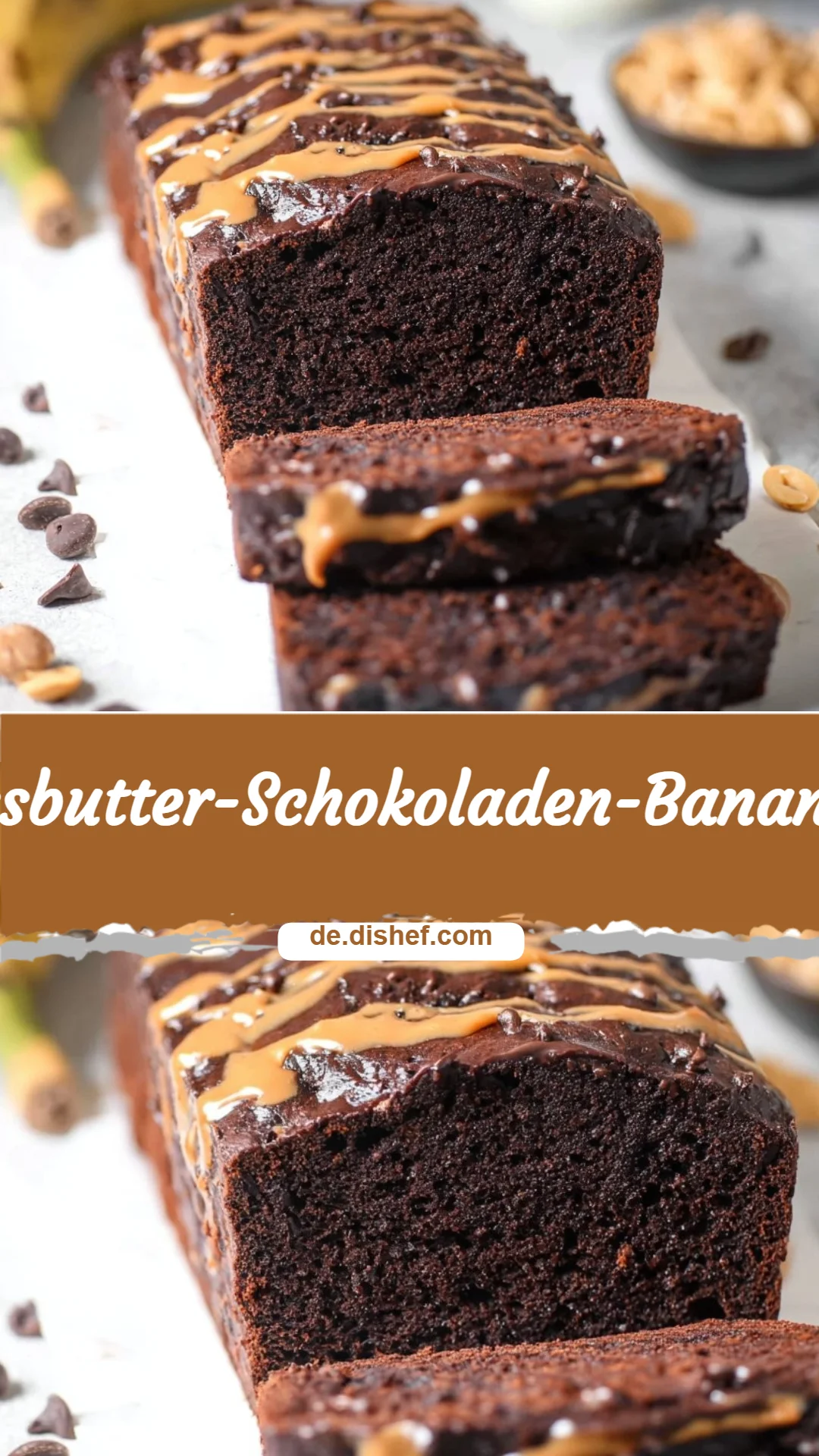 Erdnussbutter-Schokoladen-Bananenbrot