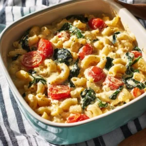 Gebratene Feta-Makkaroni mit Käse auf einem Teller serviert.