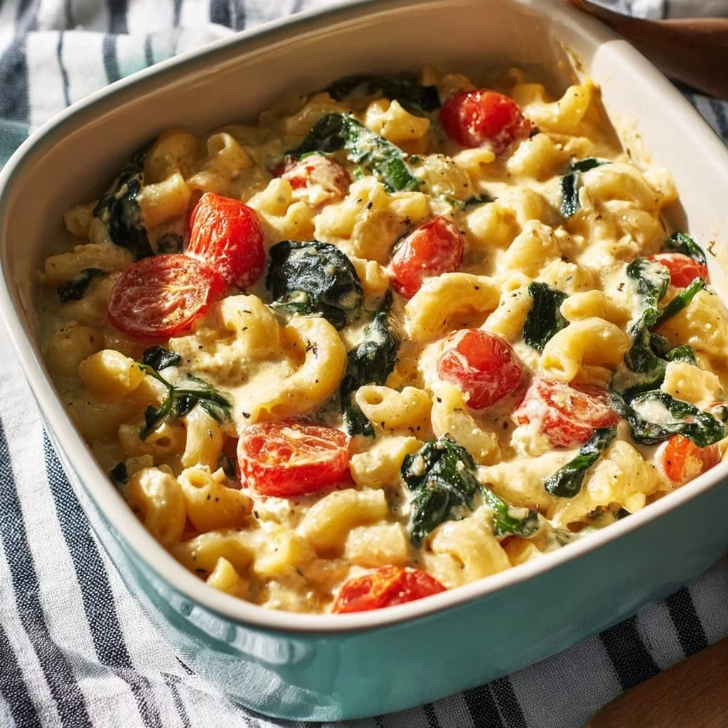 Gebratene Feta-Makkaroni mit Käse auf einem Teller serviert.