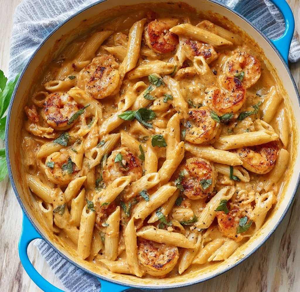 Heirate Mich Garnelenpasta – ein schmackhaftes Gericht mit frischen Garnelen und Pasta