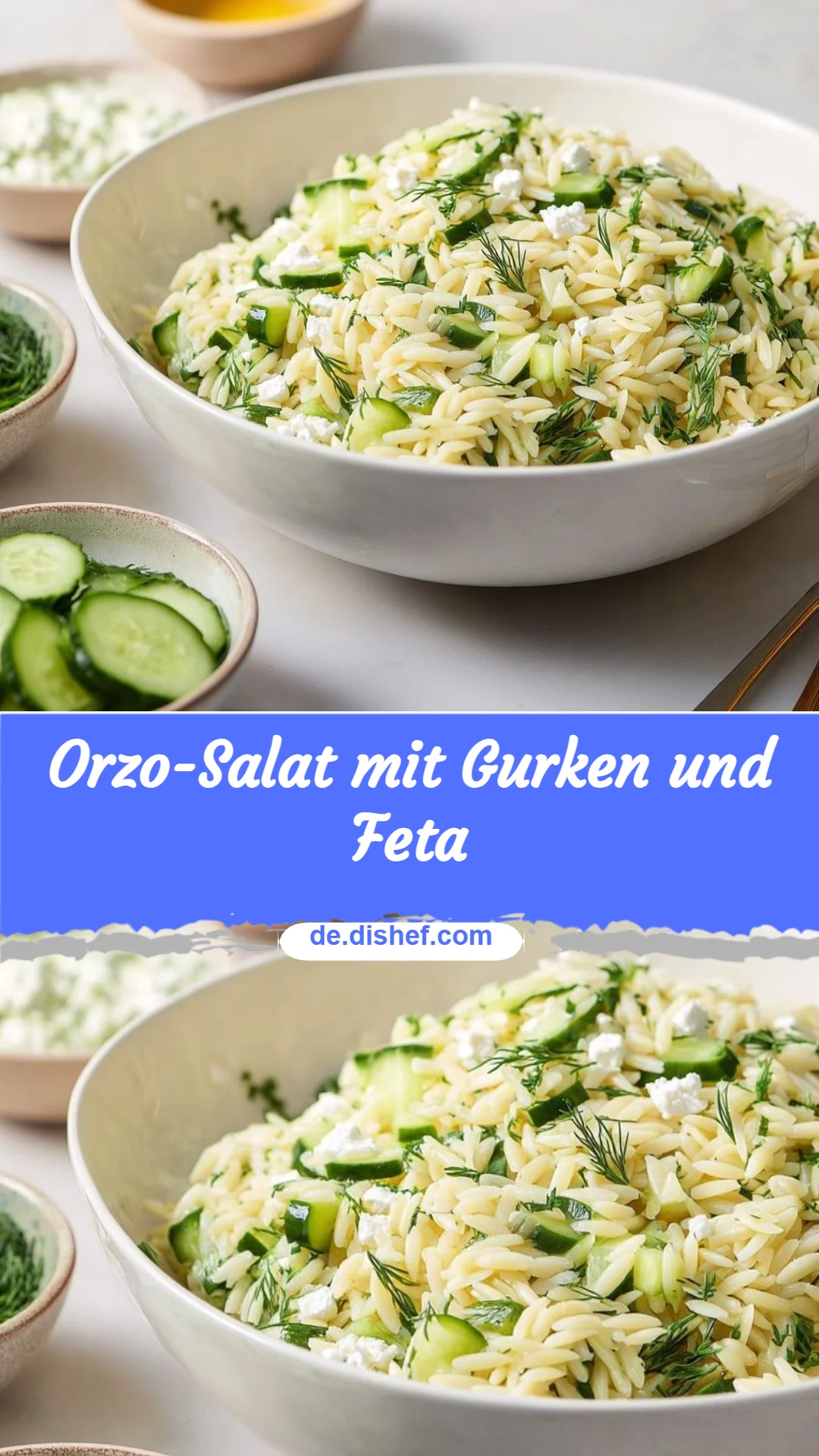 Orzo-Salat mit Gurken und Feta